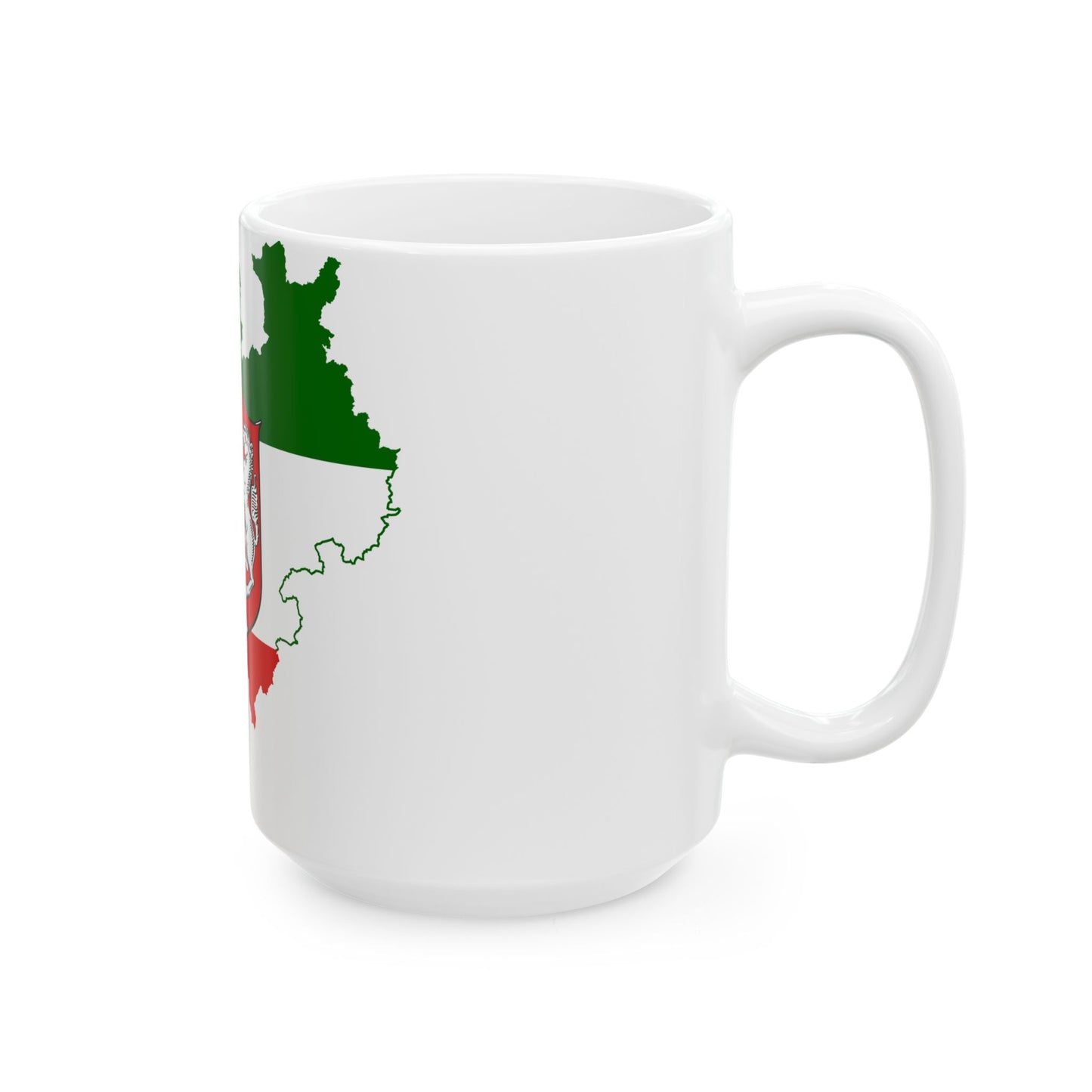 Flag map of North Rhine-Westphalia (Germany) White Coffee Mug-Go Mug Yourself