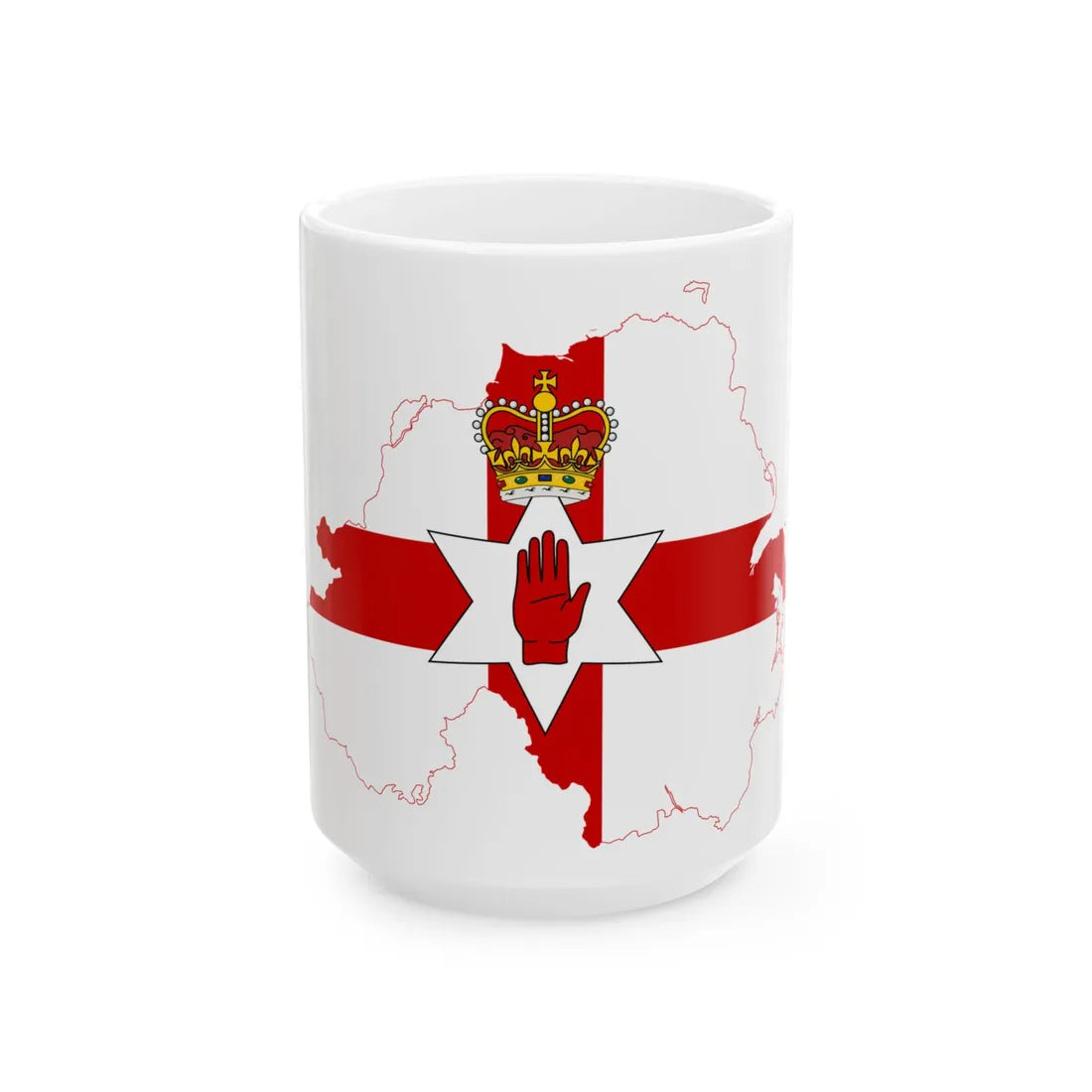 Flag-map of Northern Ireland (United Kingdom) White Coffee Mug 15oz - Go Mug Yourself