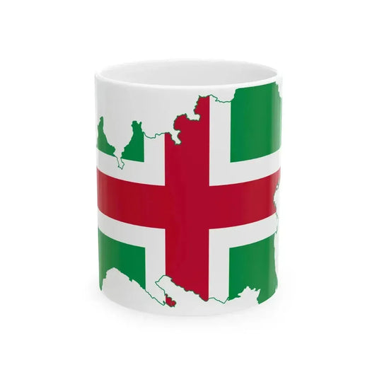 Flag map of Northern Italy (Italy) White Coffee Mug 11oz - Go Mug Yourself
