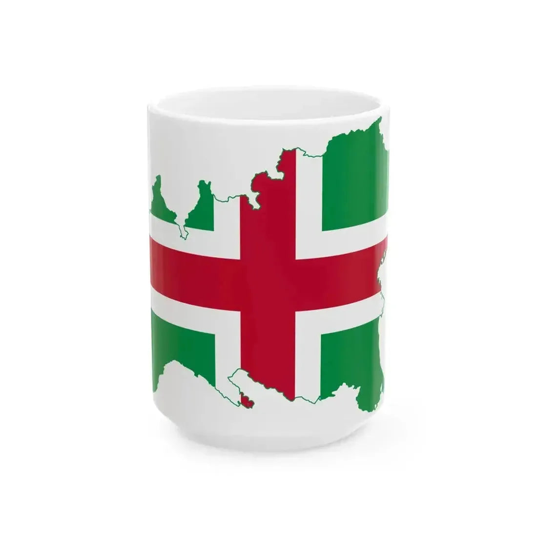 Flag map of Northern Italy (Italy) White Coffee Mug 15oz - Go Mug Yourself