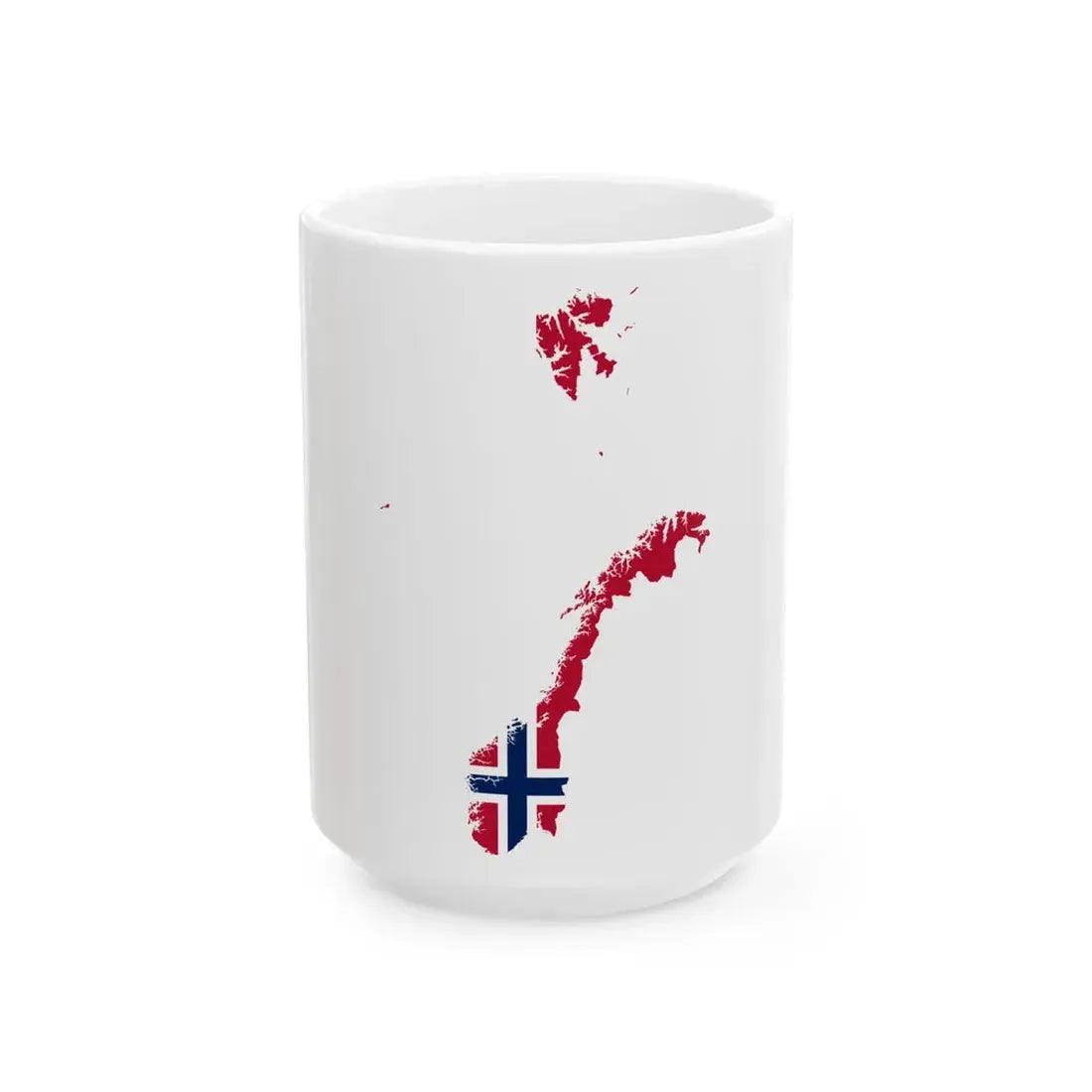Flag-map of Norway (Norway) White Coffee Mug 15oz - Go Mug Yourself