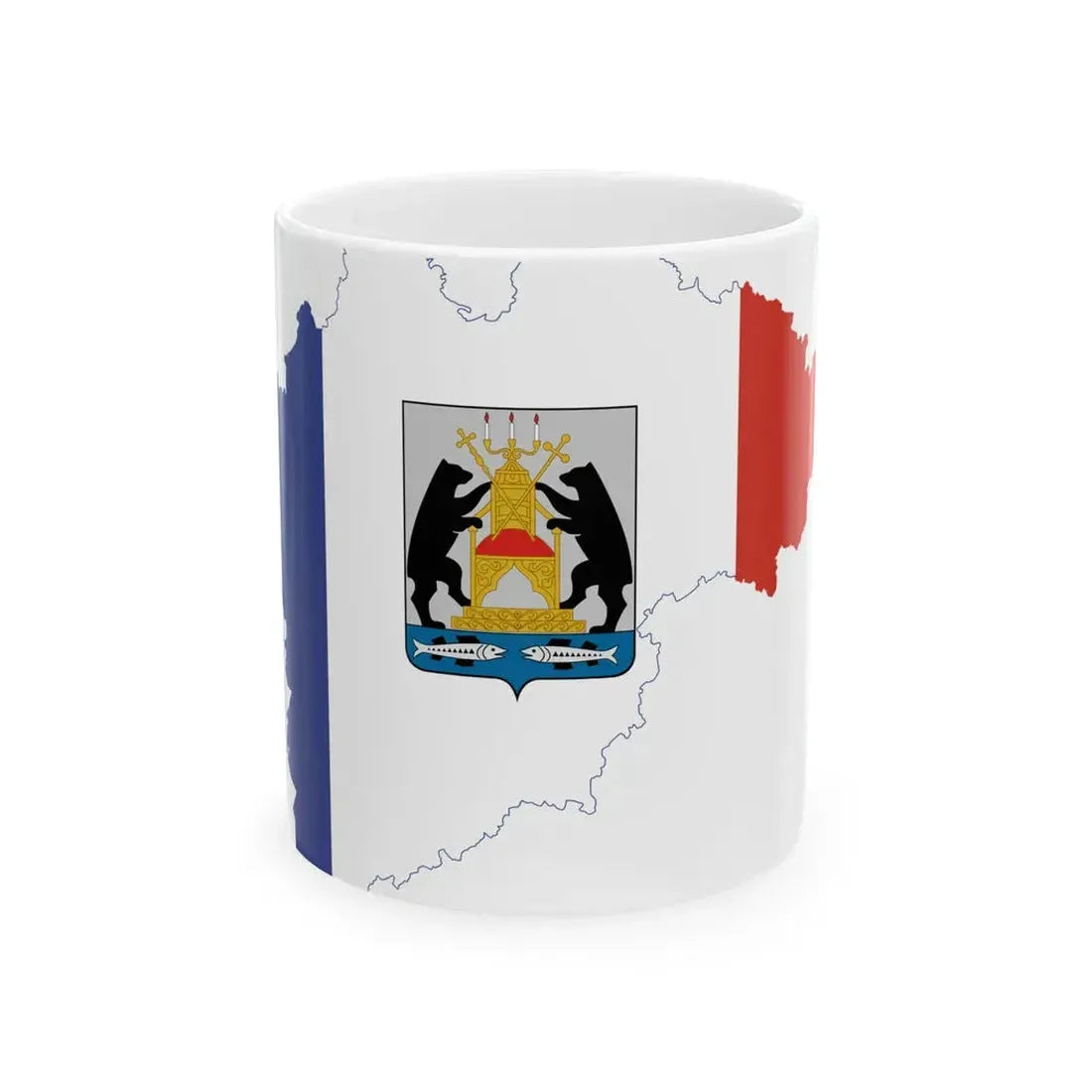 Flag-map of Novgorod Oblast (Russia) White Coffee Mug 11oz - Go Mug Yourself