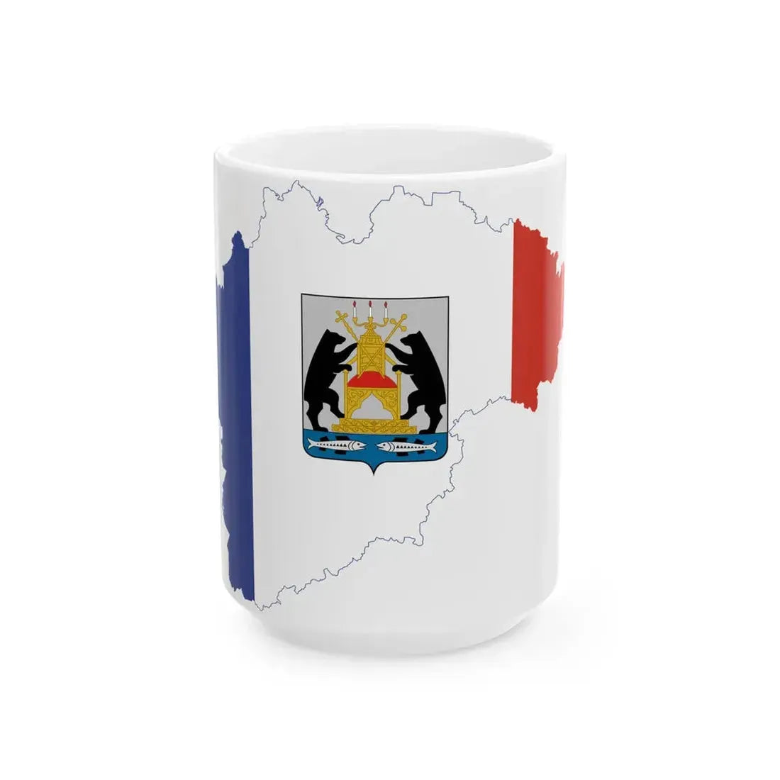 Flag-map of Novgorod Oblast (Russia) White Coffee Mug 15oz - Go Mug Yourself