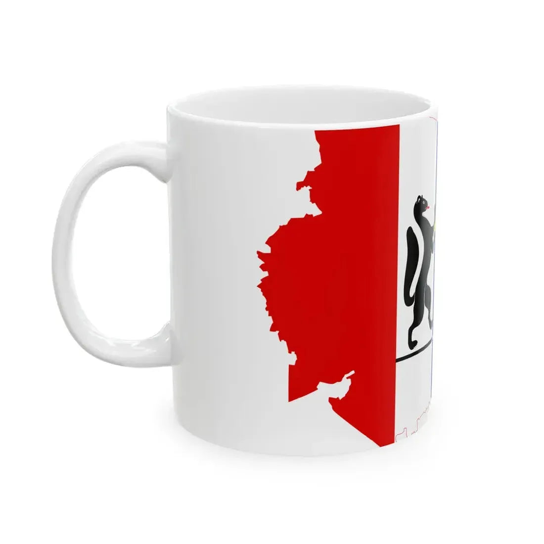 Flag-map of Novosibirsk oblast (Russia) White Coffee Mug - Go Mug Yourself