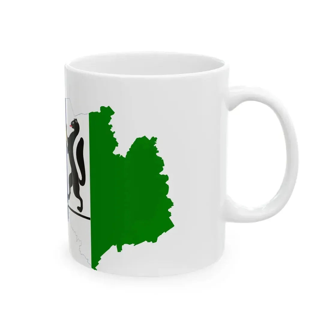 Flag-map of Novosibirsk oblast (Russia) White Coffee Mug - Go Mug Yourself