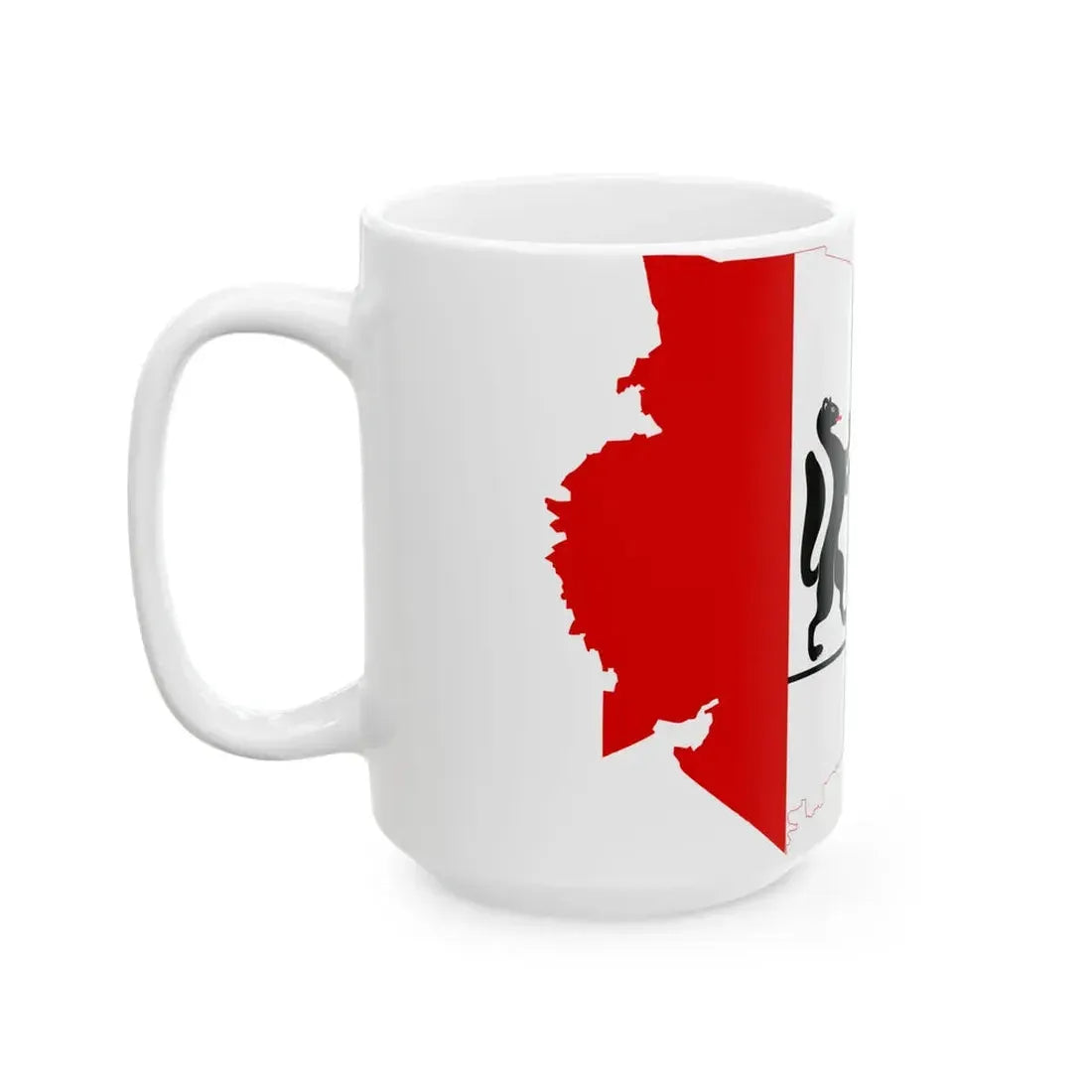 Flag-map of Novosibirsk oblast (Russia) White Coffee Mug - Go Mug Yourself