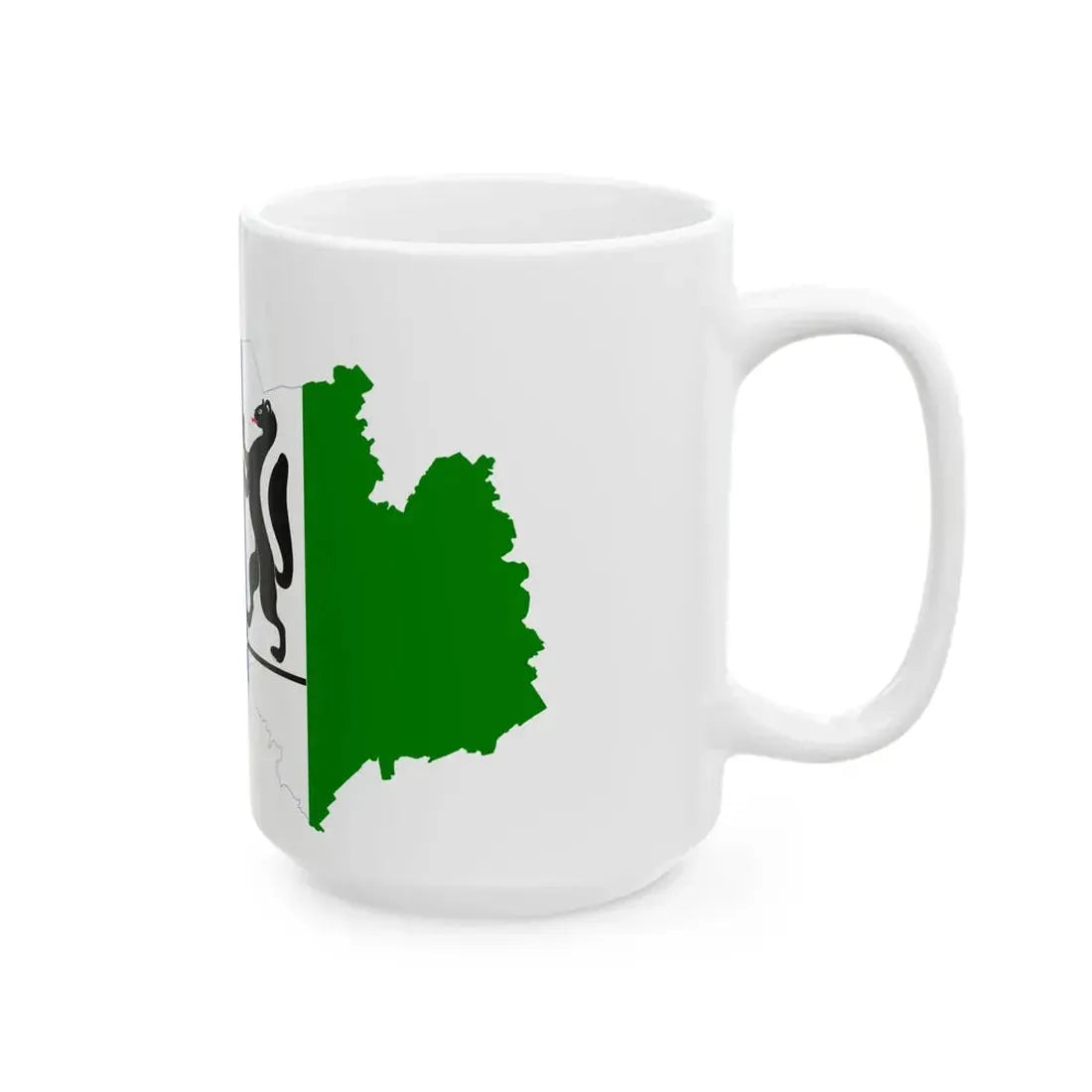 Flag-map of Novosibirsk oblast (Russia) White Coffee Mug - Go Mug Yourself
