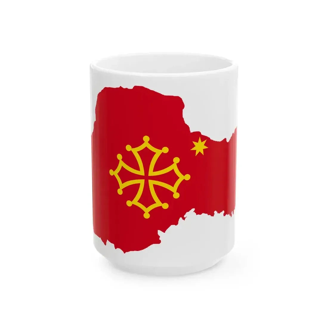 Flag-map of Occitania (France) White Coffee Mug 15oz - Go Mug Yourself