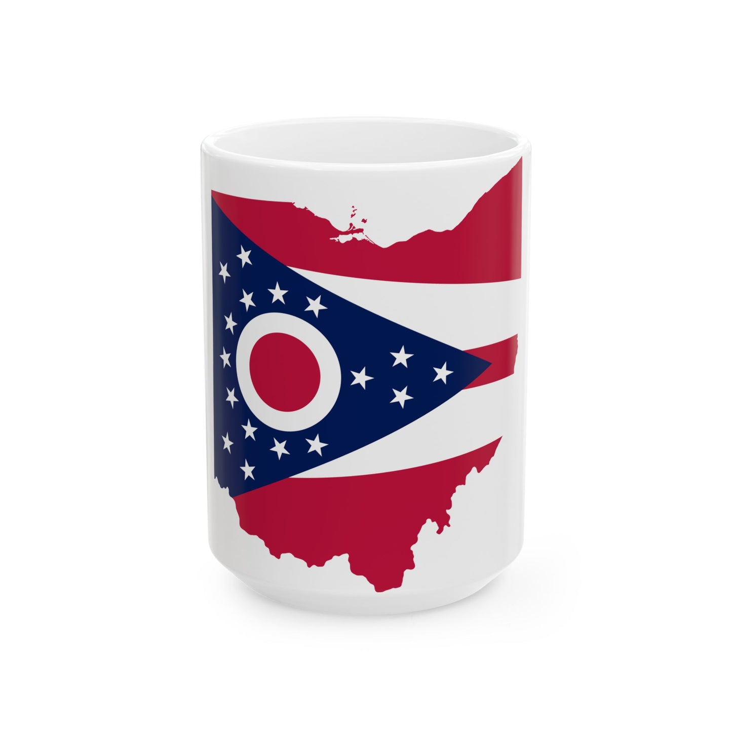 Flag Map of Ohio (United States) White Coffee Mug-15oz-Go Mug Yourself