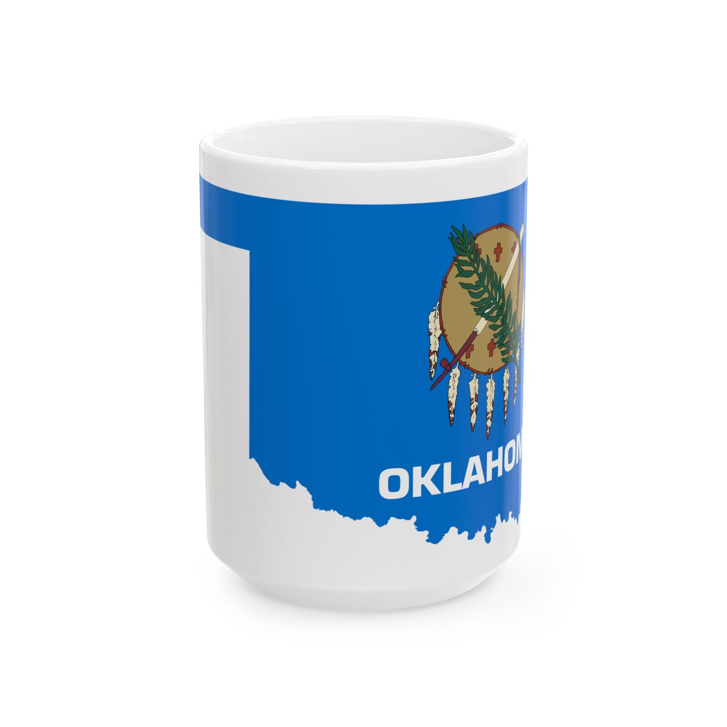 Flag map of Oklahoma (United States) White Coffee Mug-15oz-Go Mug Yourself