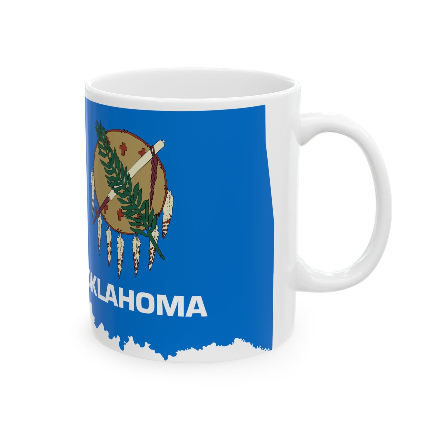 Flag map of Oklahoma (United States) White Coffee Mug-Go Mug Yourself