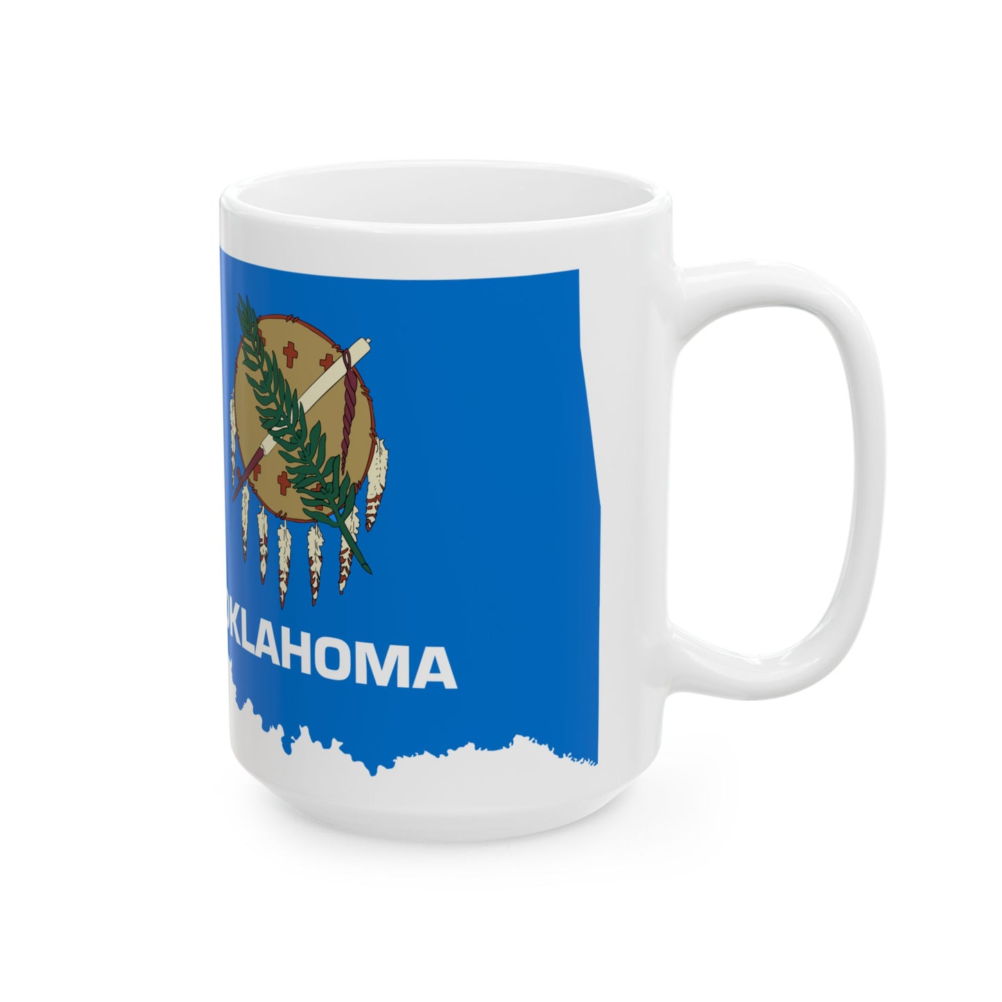 Flag map of Oklahoma (United States) White Coffee Mug-Go Mug Yourself