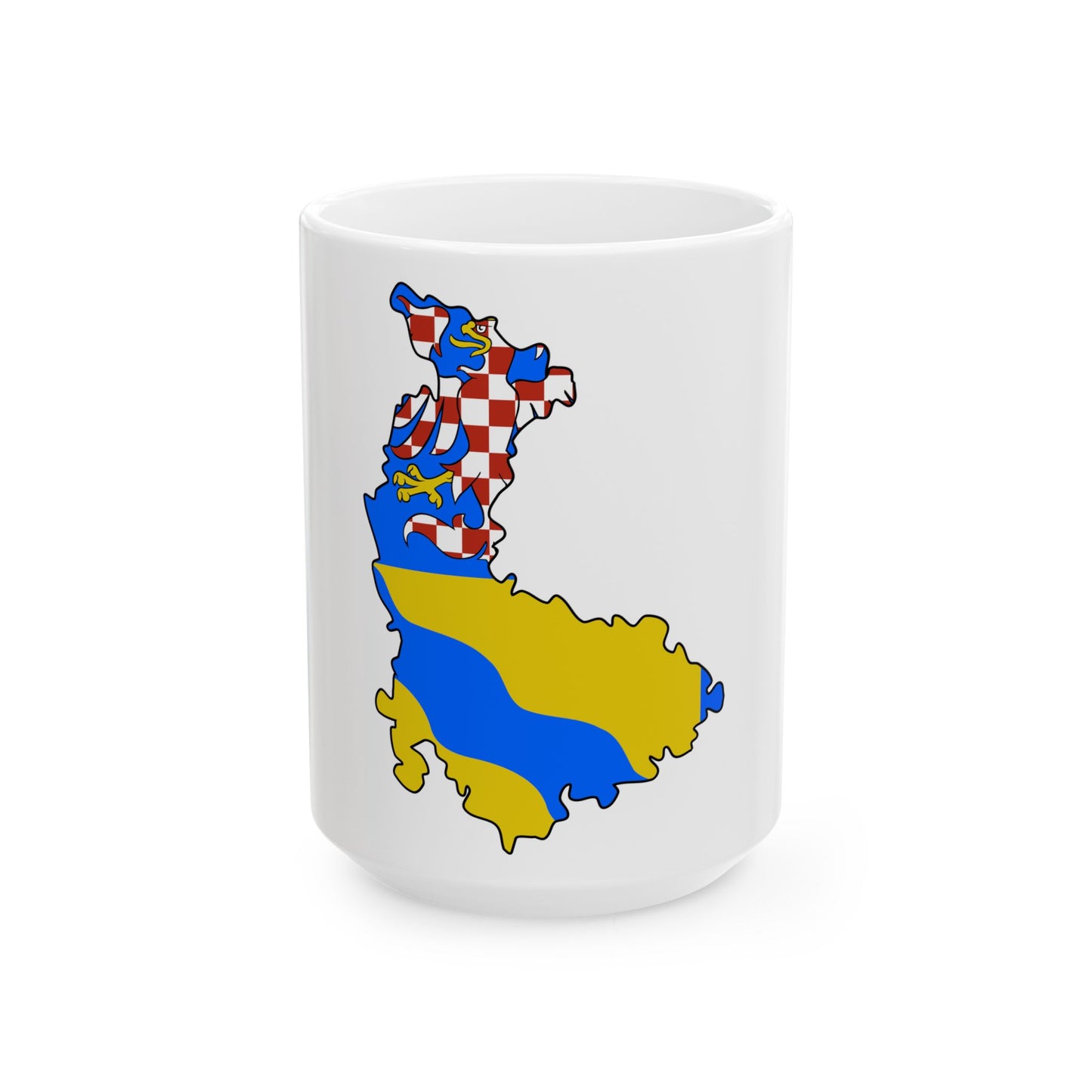 Flag-map of Olomouc Region (Czech Republic) White Coffee Mug-15oz-Go Mug Yourself