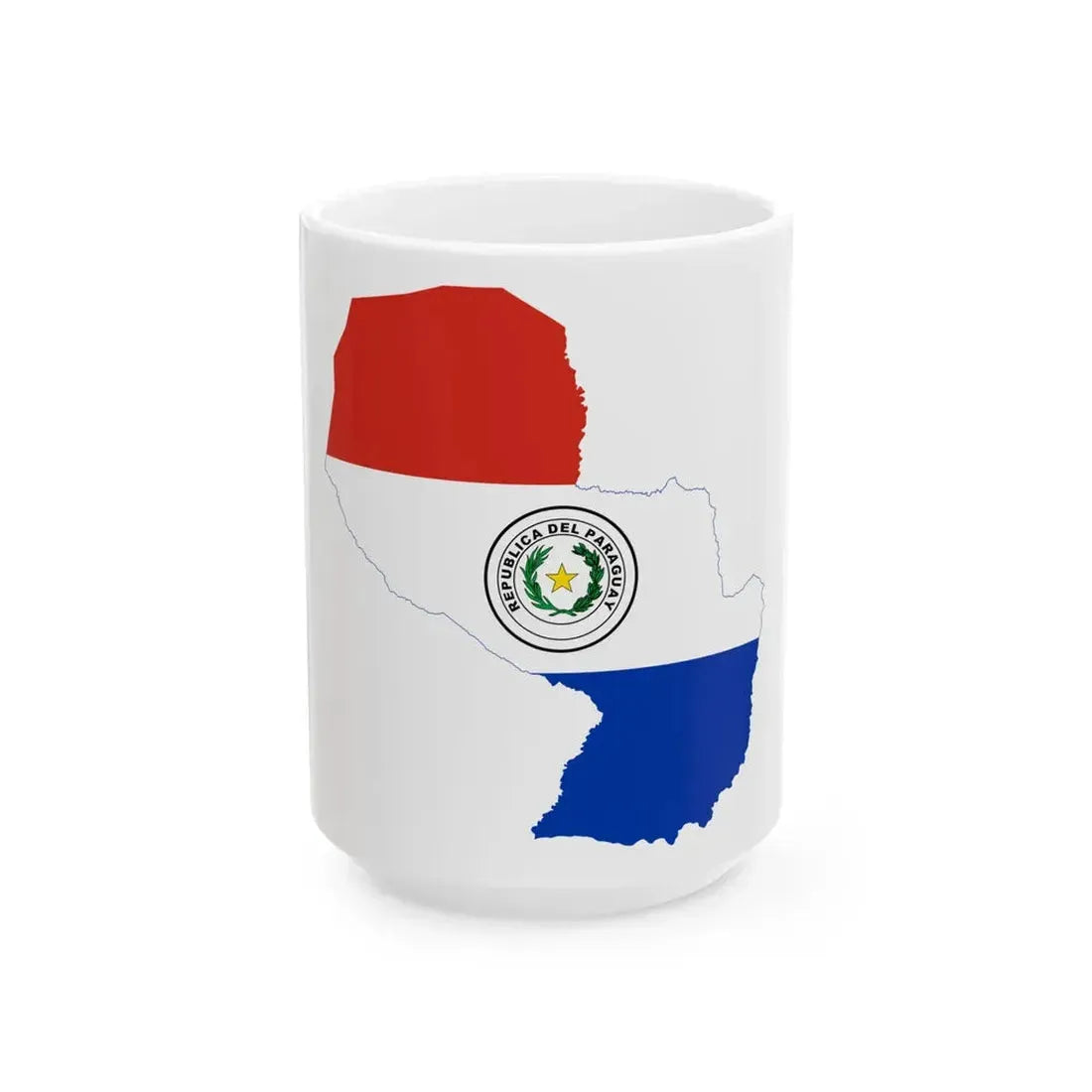 Flag-map of Paraguay (Paraguay) White Coffee Mug 15oz - Go Mug Yourself