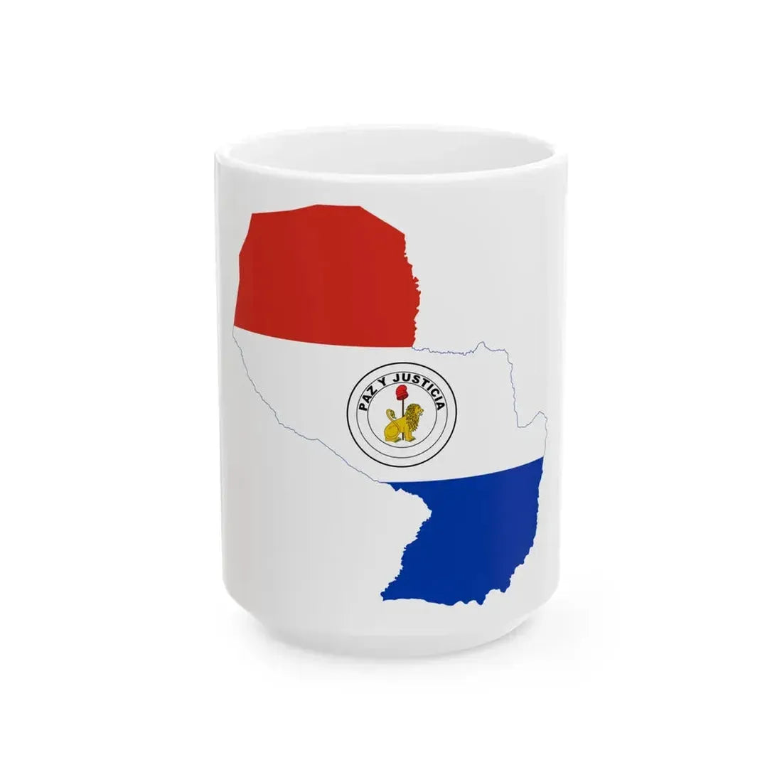 Flag-map of Paraguay reverse (Paraguay) White Coffee Mug 15oz - Go Mug Yourself