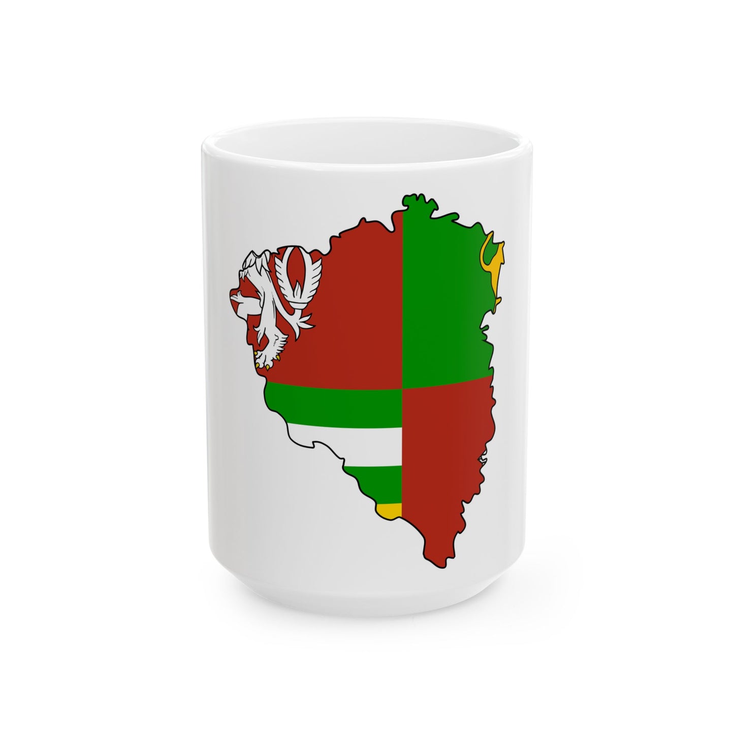 Flag-map of Plzen Region (Czech Republic) White Coffee Mug-15oz-Go Mug Yourself