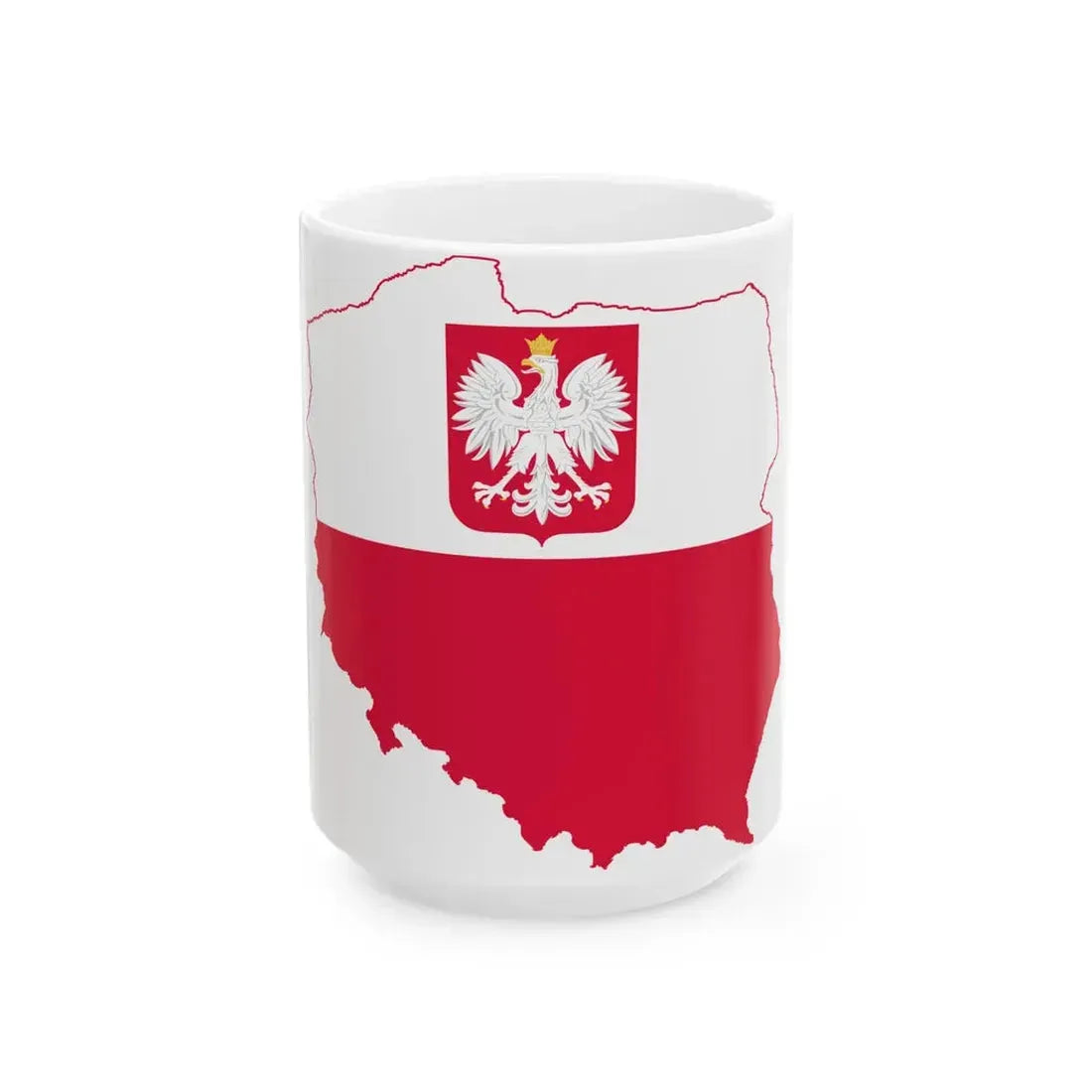 Flag-map of Poland state (Poland) White Coffee Mug 15oz - Go Mug Yourself