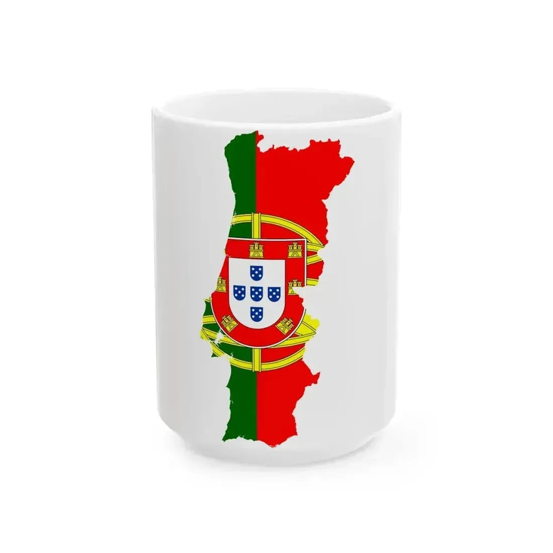 Flag map of Portugal (Portugal) White Coffee Mug 15oz - Go Mug Yourself