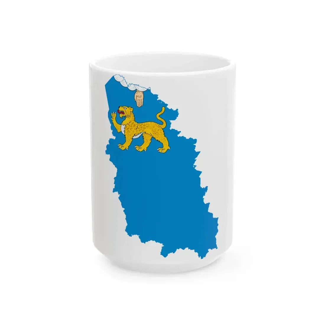 Flag-map of Pskov Oblast (Russia) White Coffee Mug 15oz - Go Mug Yourself