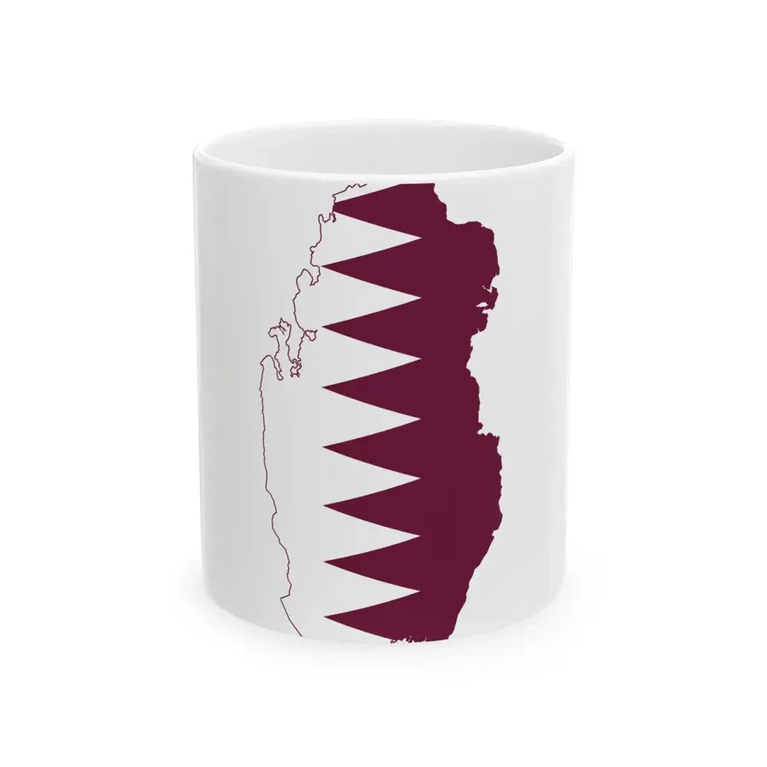 Flag-map of Qatar (Qatar) White Coffee Mug 11oz - Go Mug Yourself
