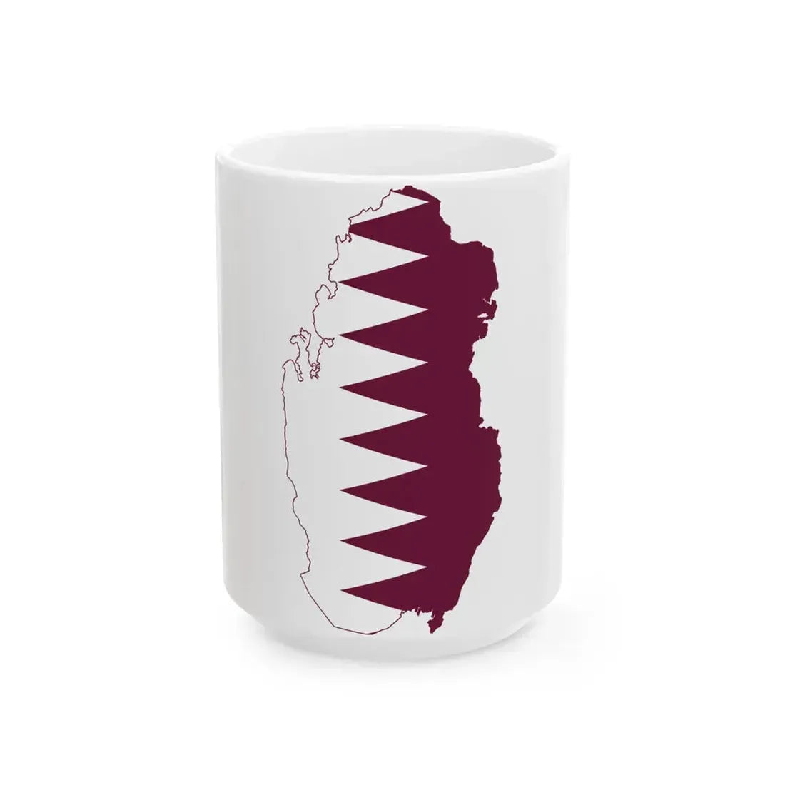 Flag-map of Qatar (Qatar) White Coffee Mug 15oz - Go Mug Yourself