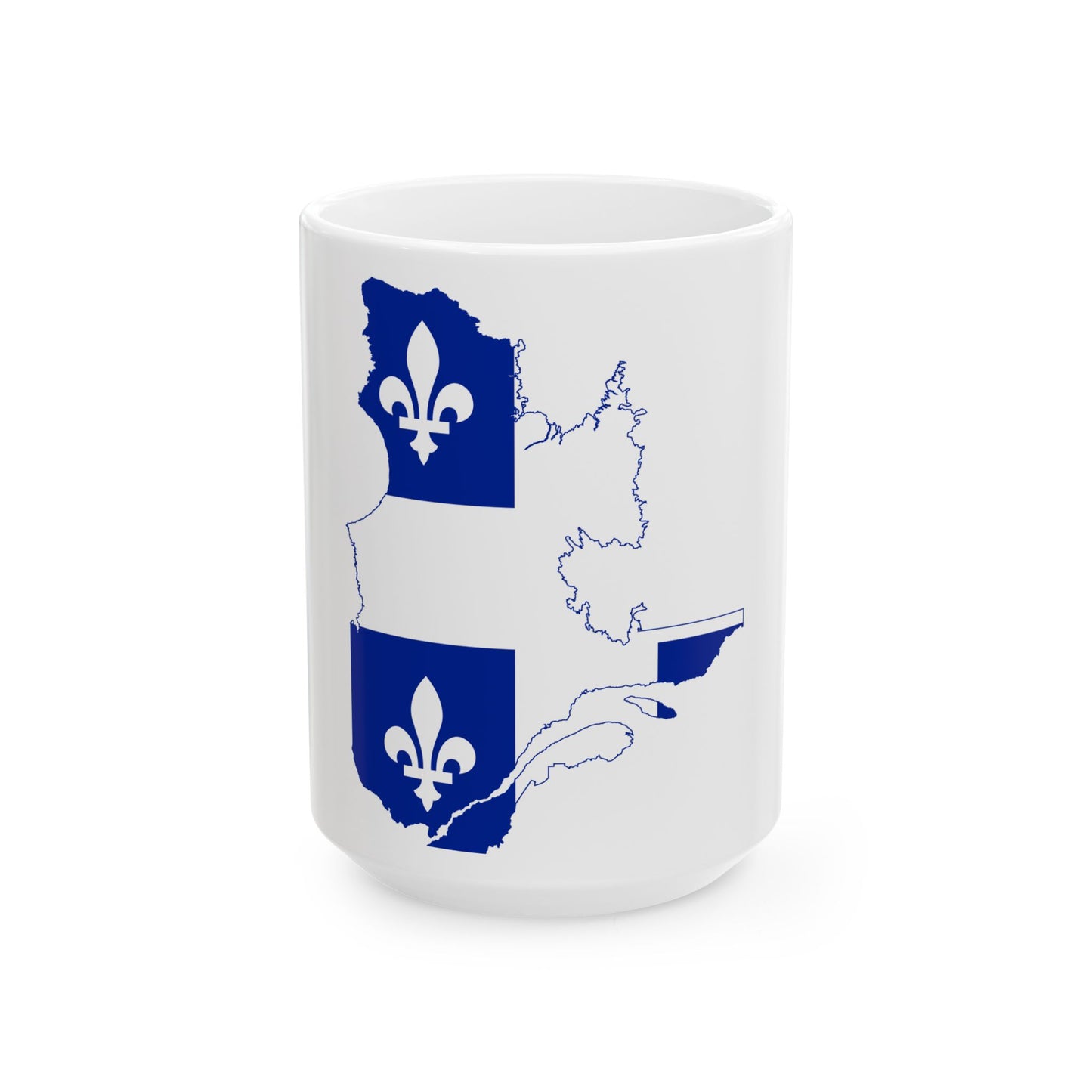 Flag-map of Quebec (Canada) White Coffee Mug-15oz-Go Mug Yourself