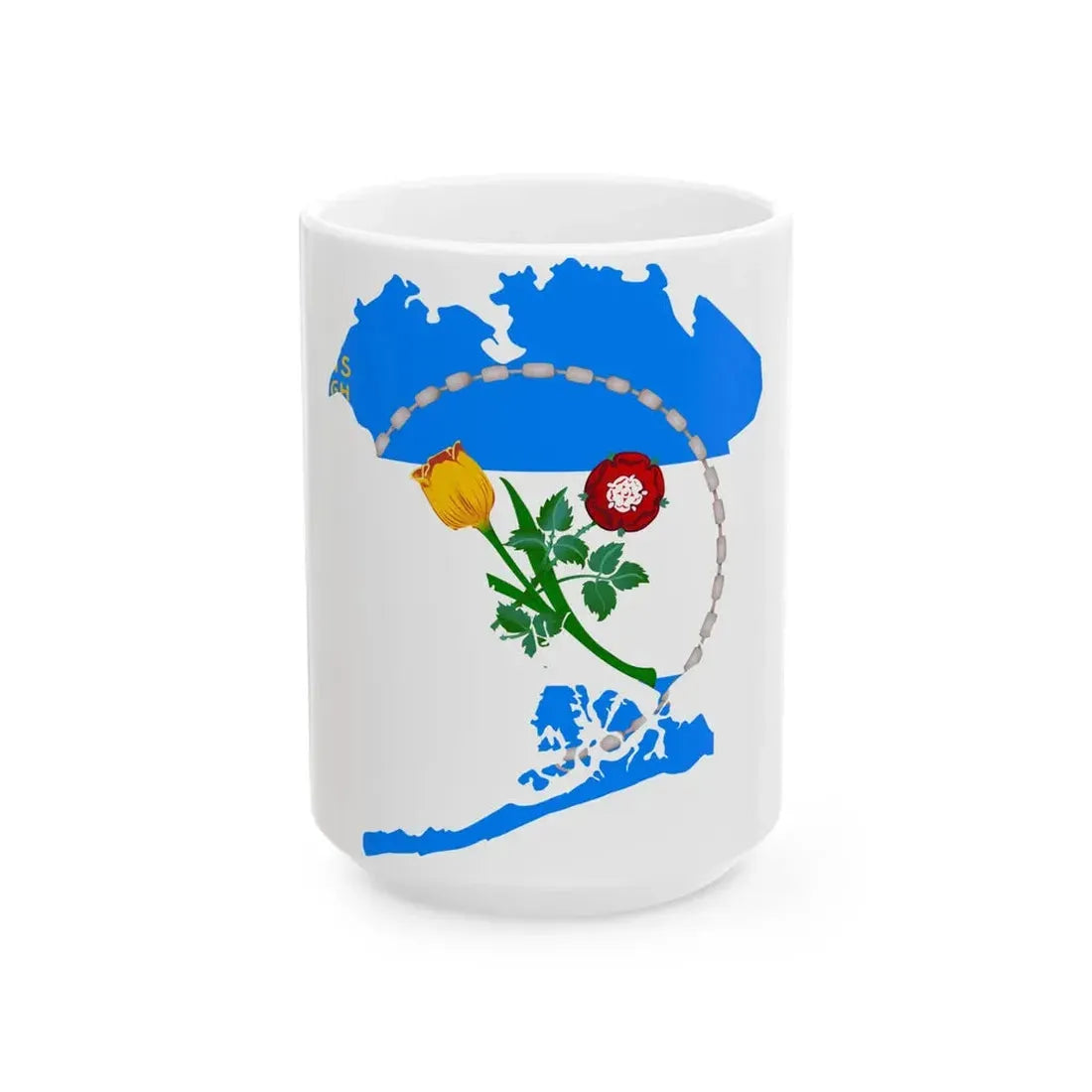 Flag-map of Queens County New York (United States) White Coffee Mug 15oz - Go Mug Yourself
