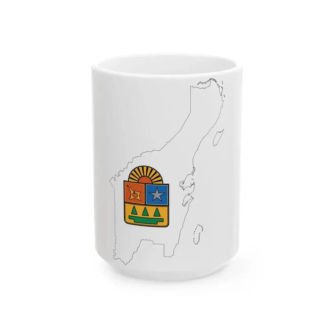 Flag-map of Quintana Roo Mexico (Mexico) White Coffee Mug 15oz - Go Mug Yourself