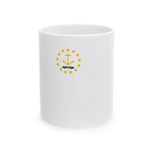 Flag-map of Rhode Island (United States) White Coffee Mug 11oz - Go Mug Yourself