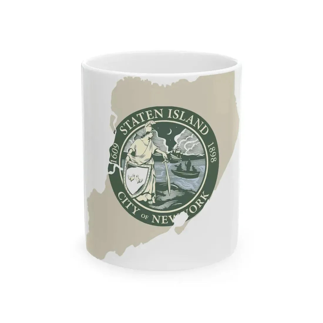 Flag-map of Richmond County New York (United States) White Coffee Mug 11oz - Go Mug Yourself