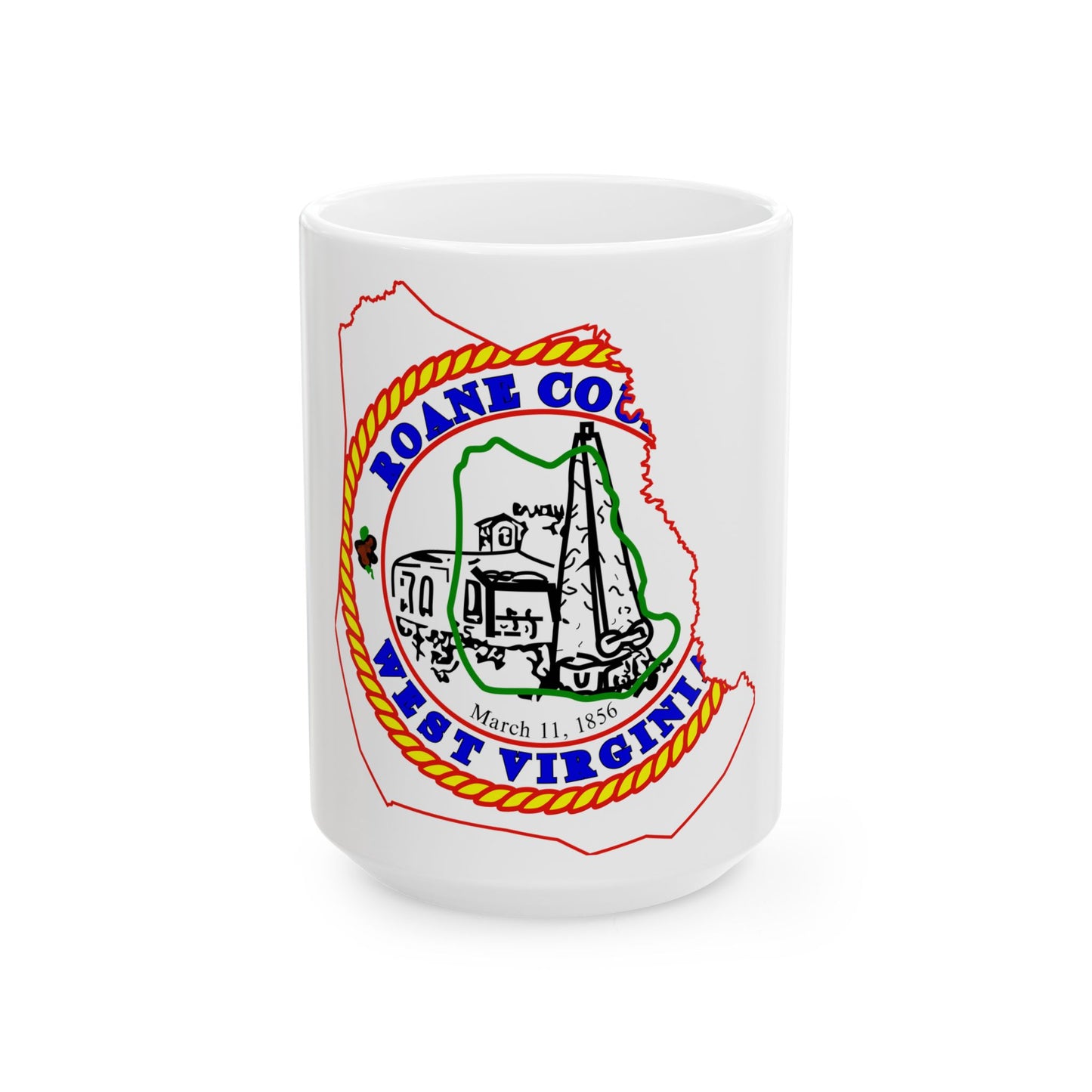 Flag map of Roane County West Virginia (United States) White Coffee Mug-15oz-Go Mug Yourself