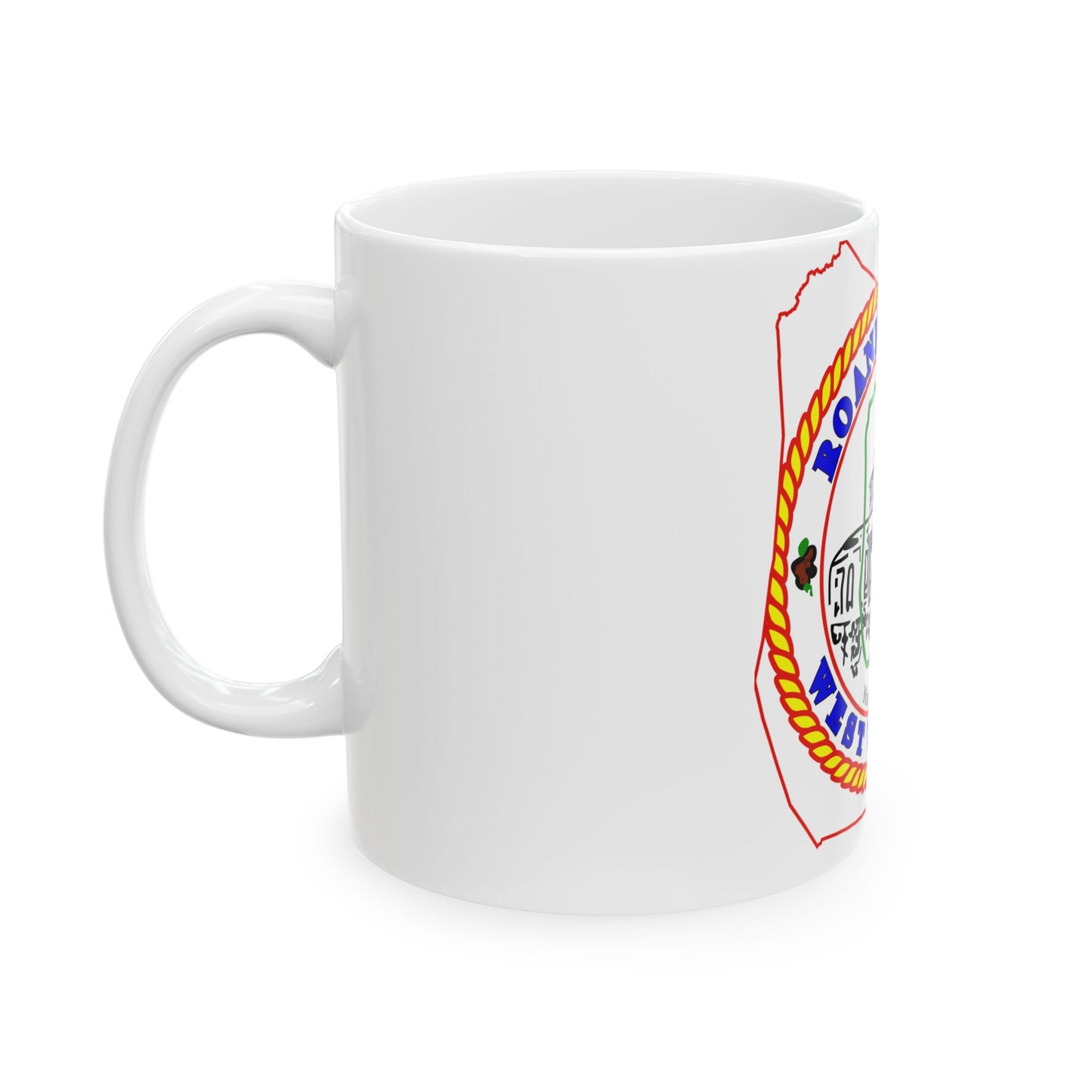 Flag map of Roane County West Virginia (United States) White Coffee Mug-Go Mug Yourself