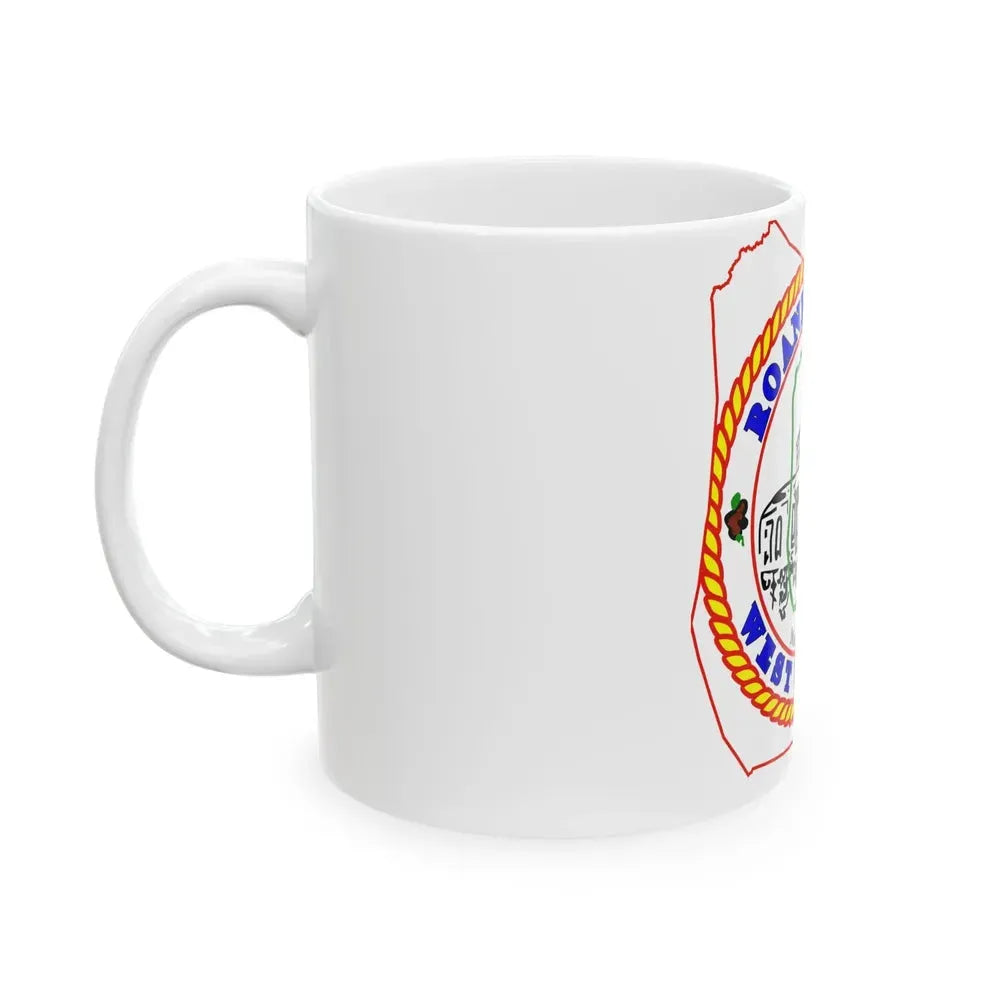 Flag map of Roane County West Virginia (United States) White Coffee Mug - Go Mug Yourself