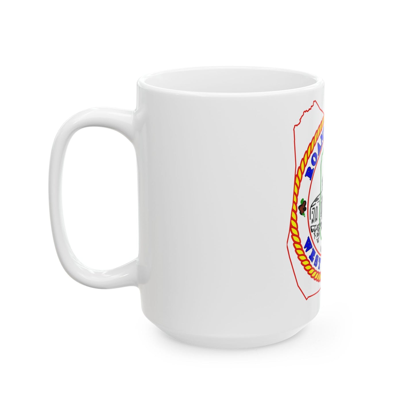 Flag map of Roane County West Virginia (United States) White Coffee Mug-Go Mug Yourself