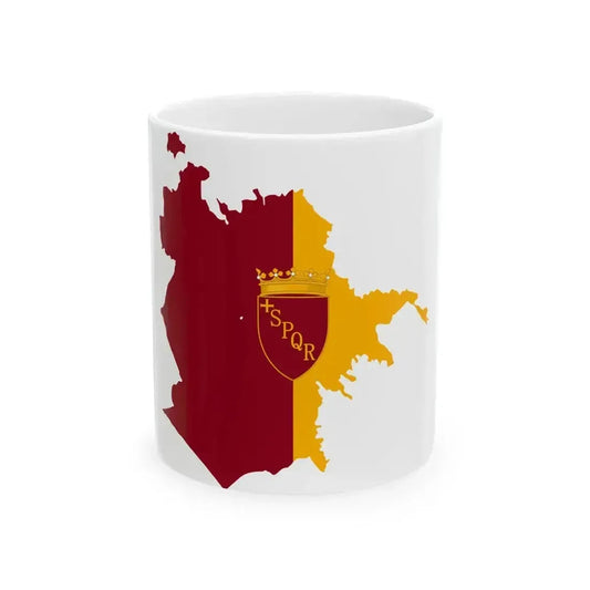 Flag map of Rome with Lesser Arms (Italy) White Coffee Mug 11oz - Go Mug Yourself