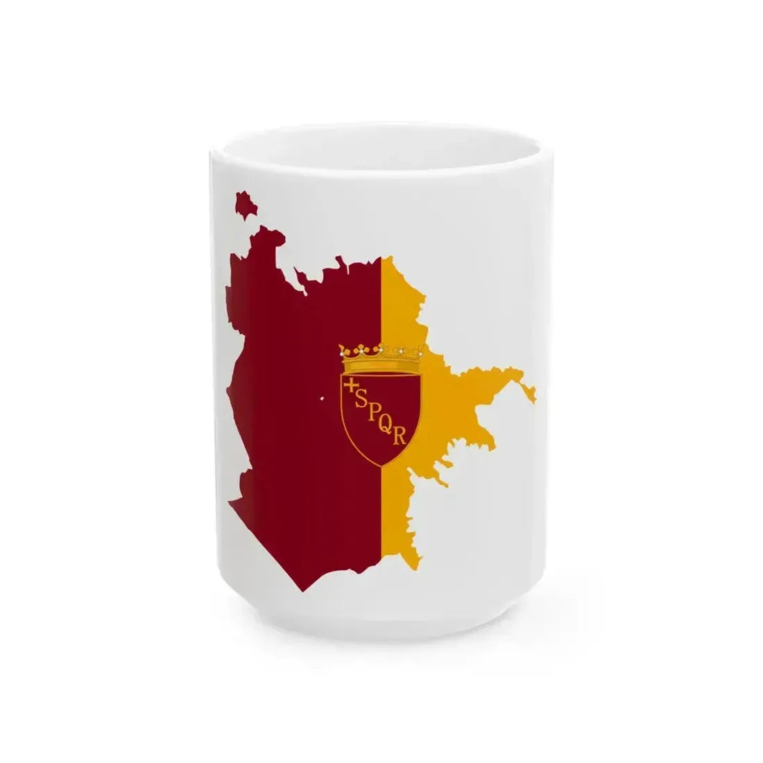 Flag map of Rome with Lesser Arms (Italy) White Coffee Mug 15oz - Go Mug Yourself