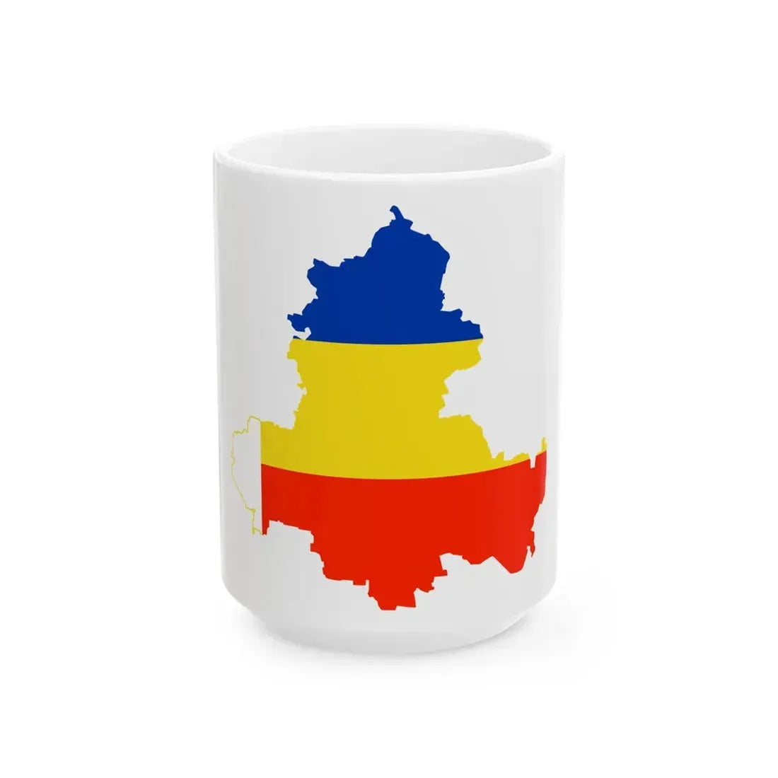 Flag-map of Rostov Oblast (Russia) White Coffee Mug 15oz - Go Mug Yourself