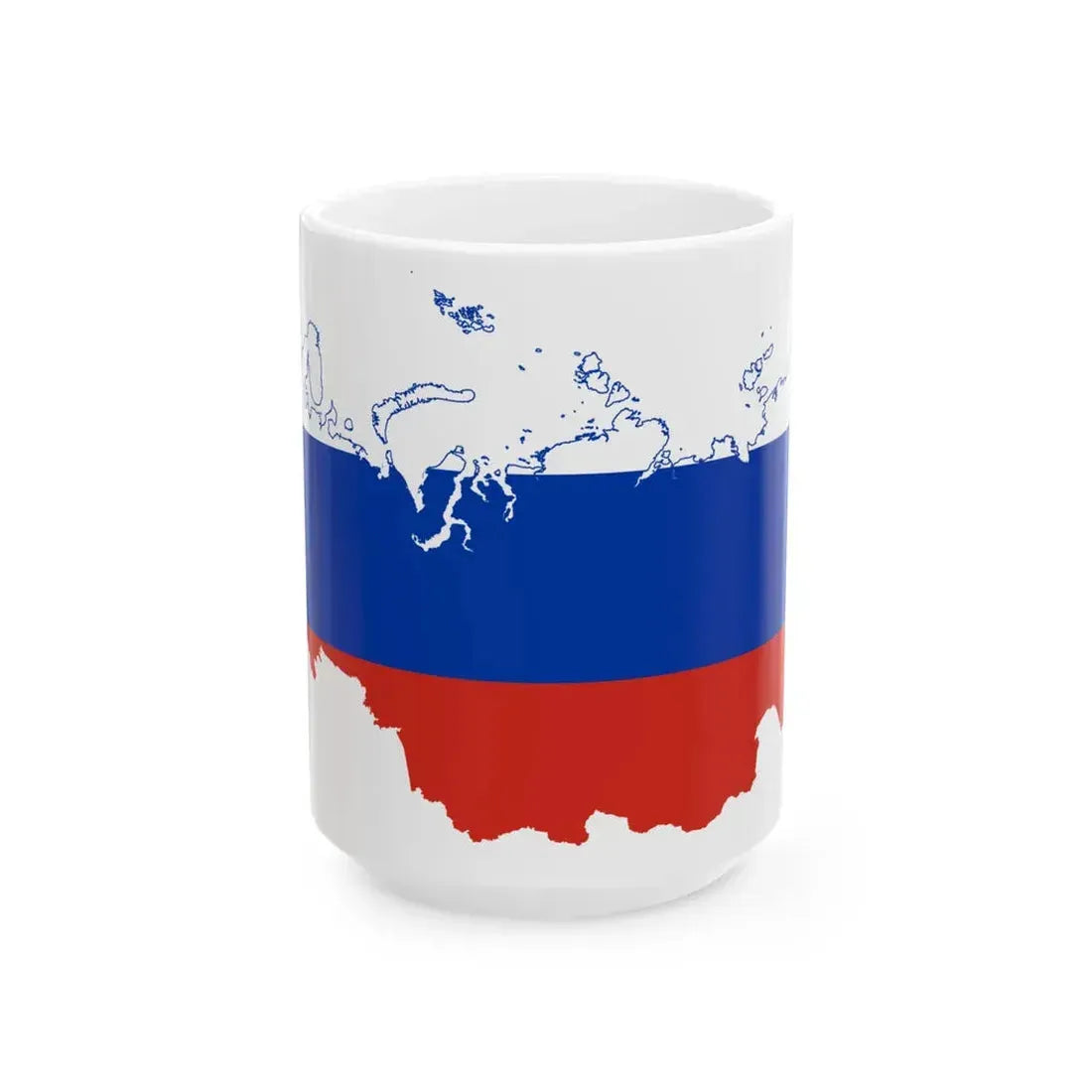 Flag-map of Russia version 2 (Russia) White Coffee Mug 15oz - Go Mug Yourself