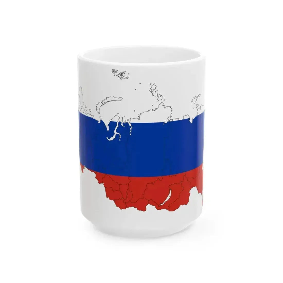 Flag map of Russia with federal subjects 2014-2022 (Russia) White Coffee Mug 15oz - Go Mug Yourself