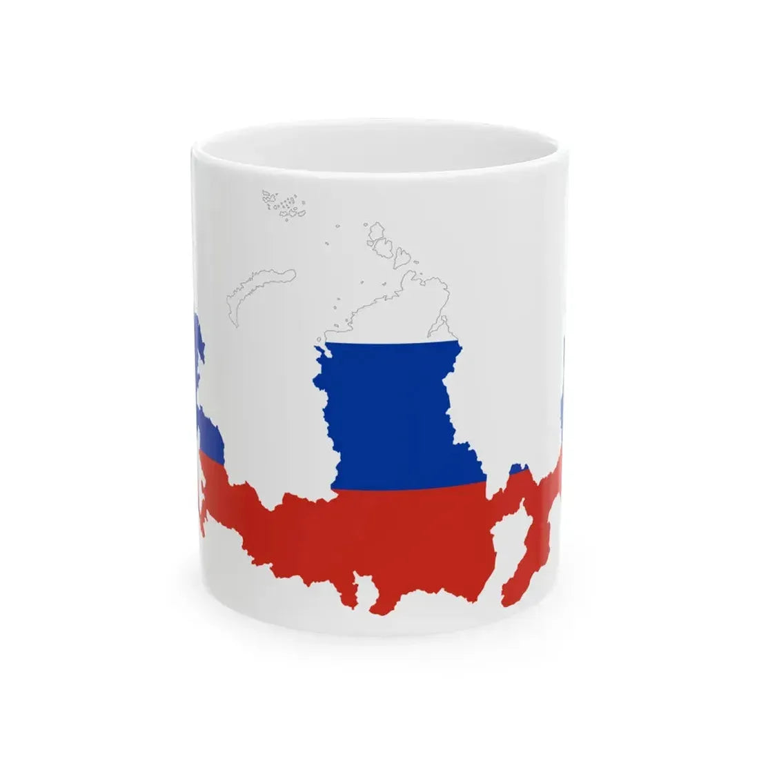 Flag-Map of Russia without Autonomous Okrugs and Republics (Russia) White Coffee Mug 11oz - Go Mug Yourself