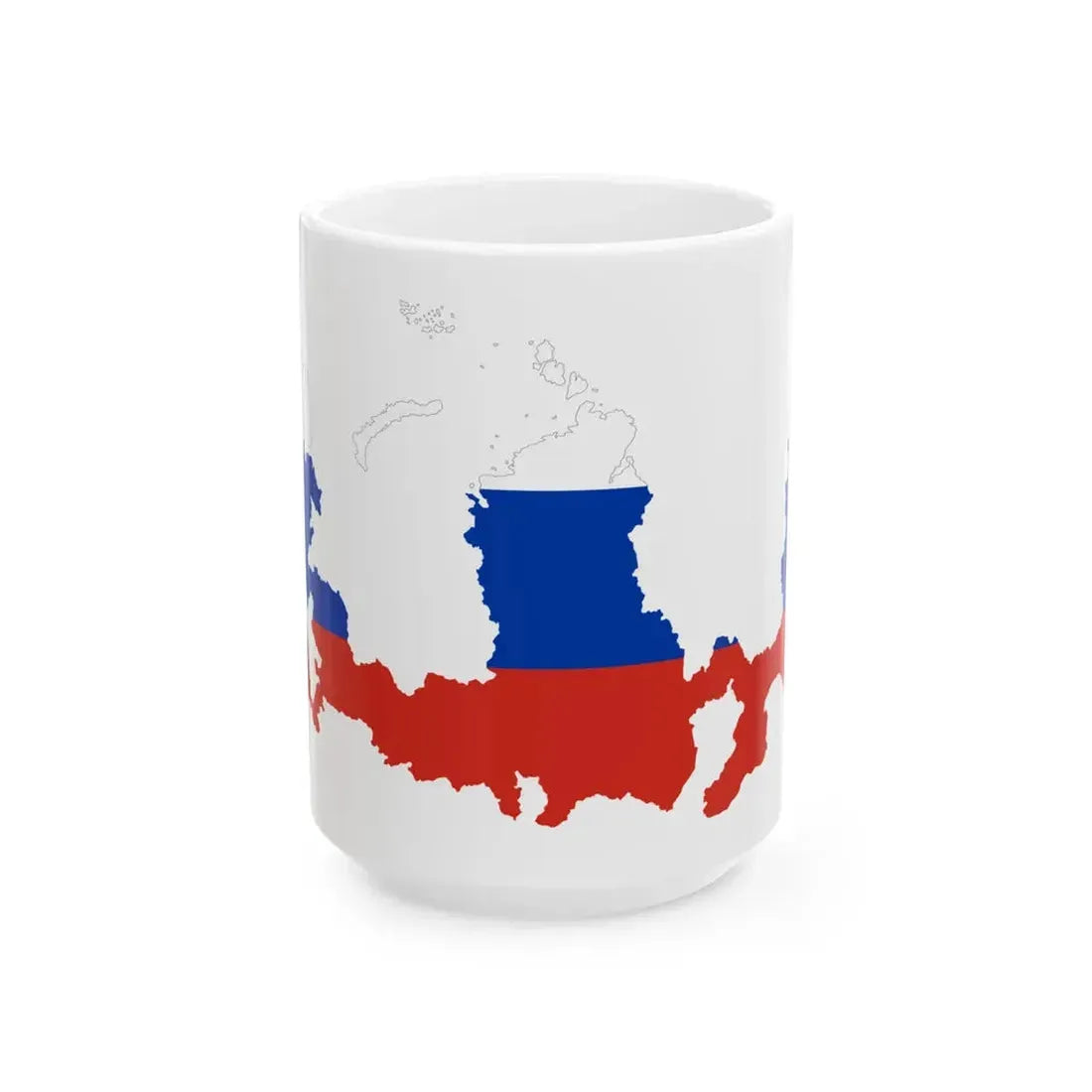 Flag-Map of Russia without Autonomous Okrugs and Republics (Russia) White Coffee Mug 15oz - Go Mug Yourself