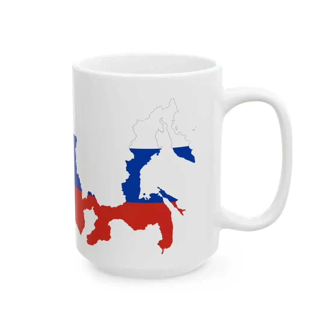 Flag-Map of Russia without Autonomous Okrugs and Republics (Russia) White Coffee Mug - Go Mug Yourself