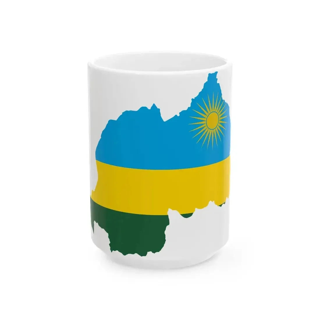 Flag map of Rwanda (Rwanda) White Coffee Mug 15oz - Go Mug Yourself