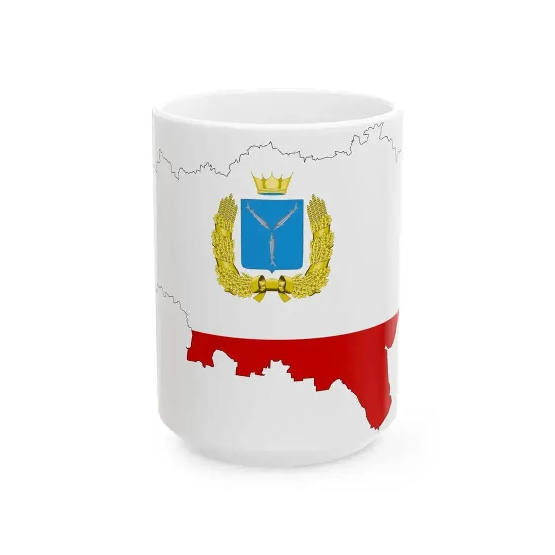 Flag map of Saratov (Russia) White Coffee Mug 15oz - Go Mug Yourself