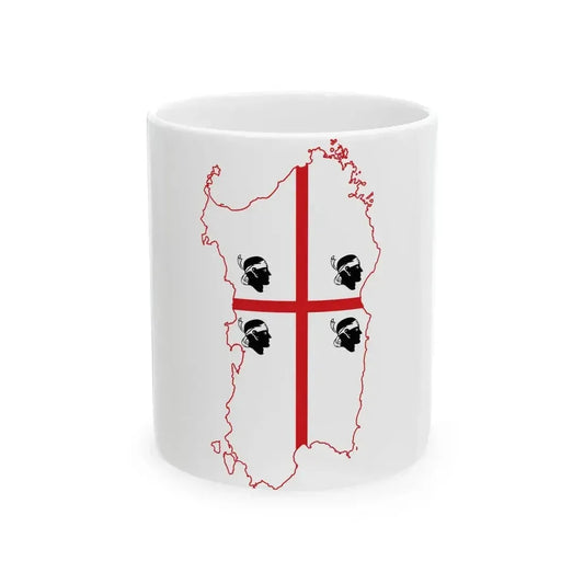 Flag map of Sardinia (Italy) White Coffee Mug 11oz - Go Mug Yourself