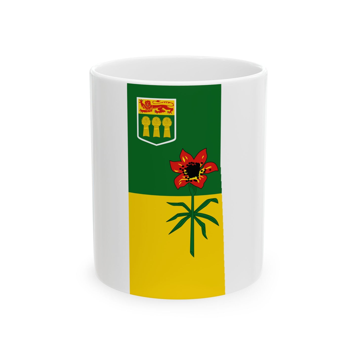 Flag-map of Saskatchewan (Canada) White Coffee Mug-11oz-Go Mug Yourself