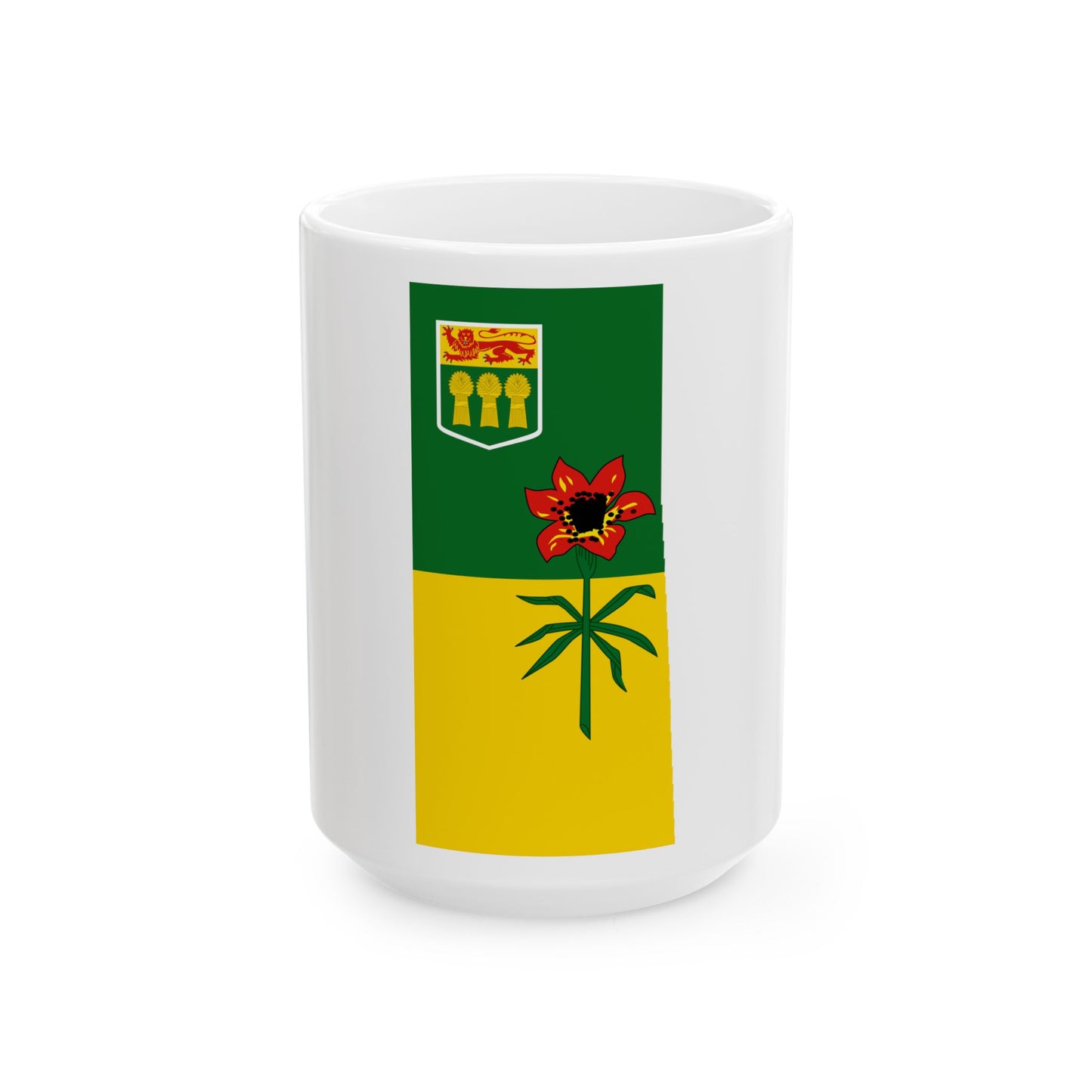 Flag-map of Saskatchewan (Canada) White Coffee Mug-15oz-Go Mug Yourself