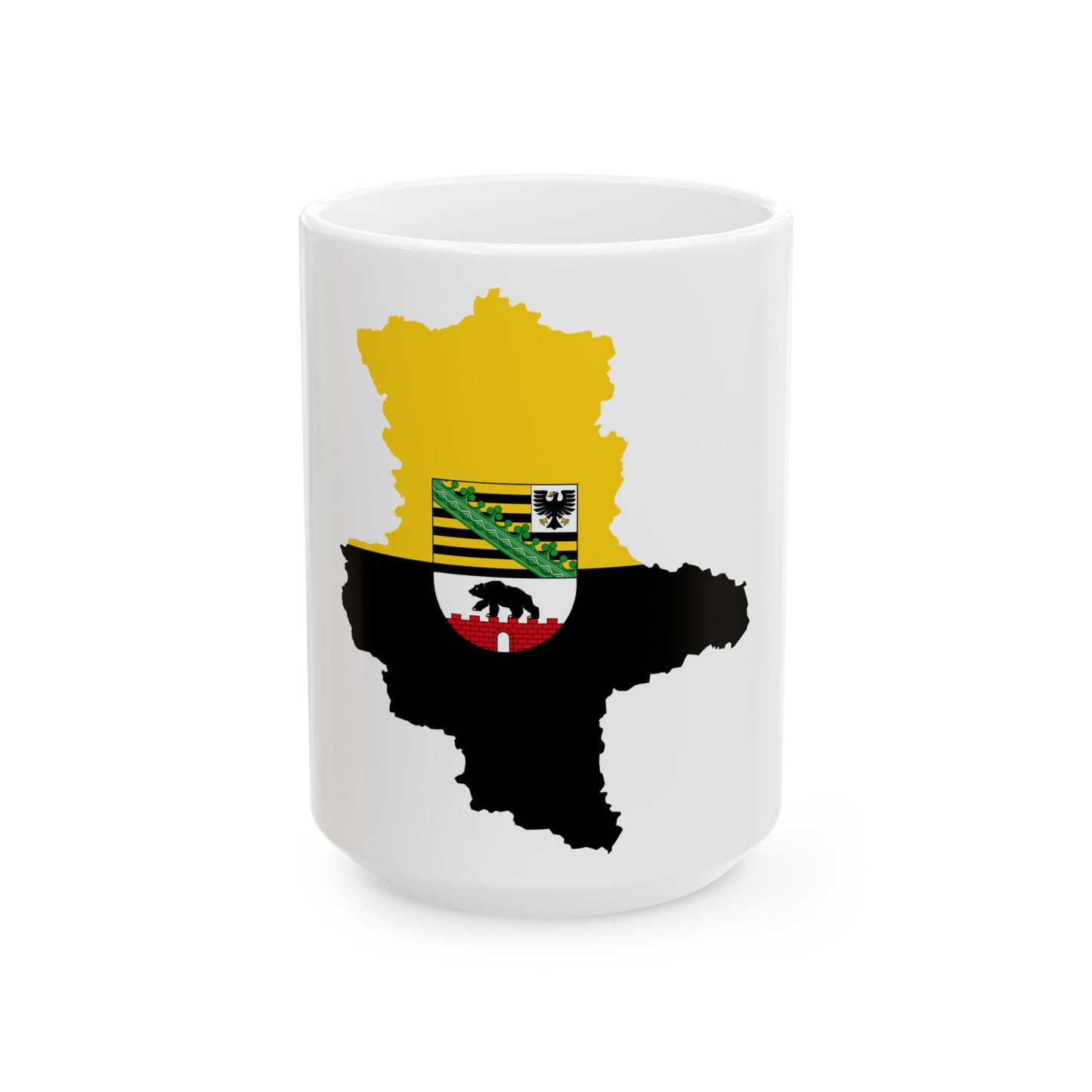 Flag map of Saxony-Anhalt (Germany) White Coffee Mug-15oz-Go Mug Yourself