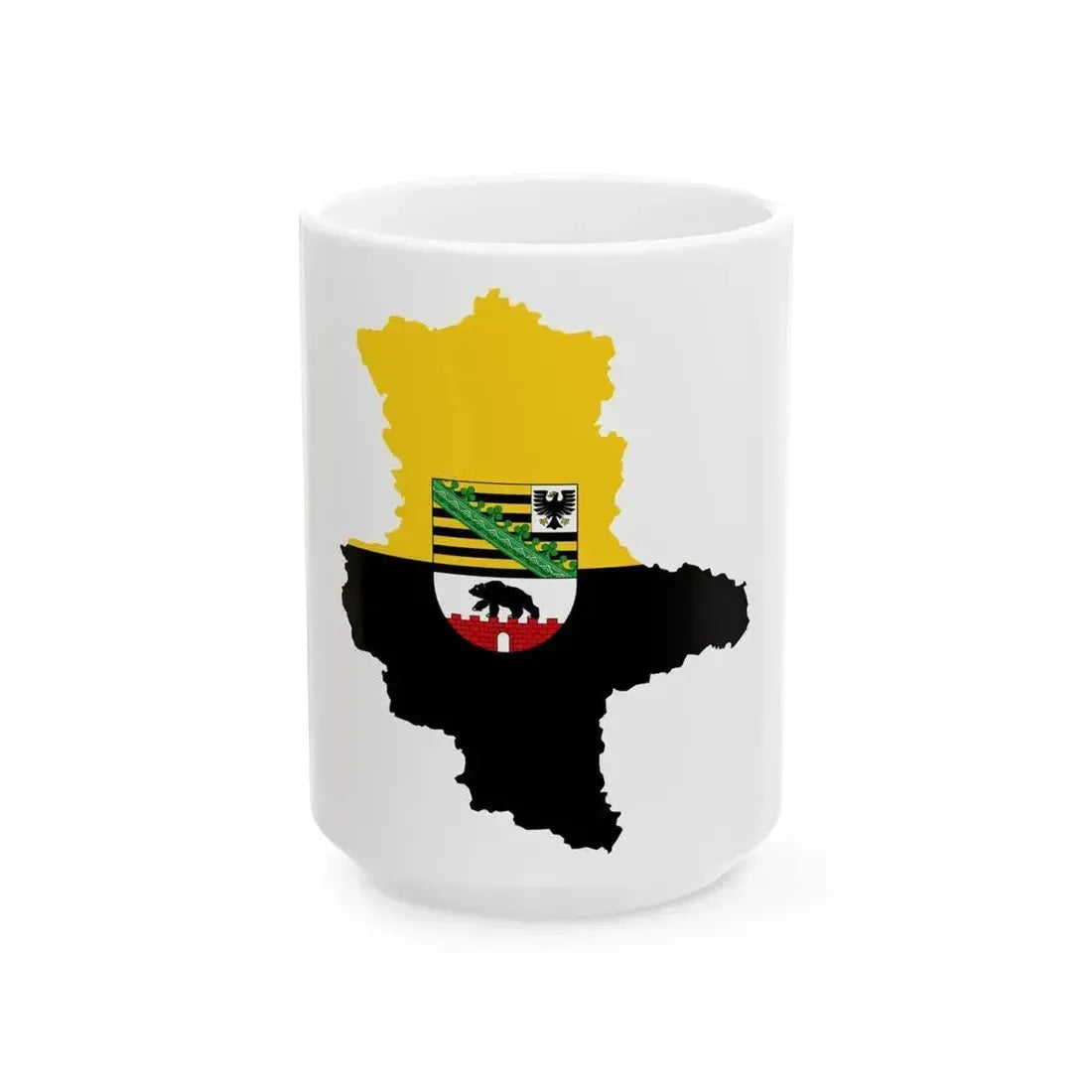 Flag map of Saxony-Anhalt (Germany) White Coffee Mug 15oz - Go Mug Yourself