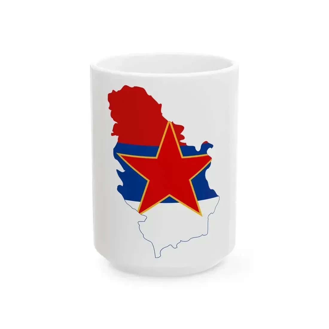 Flag map of Serbia 1947-1992 (Serbia) White Coffee Mug 15oz - Go Mug Yourself